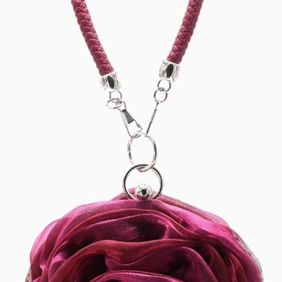 Rose Shaped Satin Evening Bag Floral Wristlet Clutch Purse Women Wedding - Picture 2 of 7